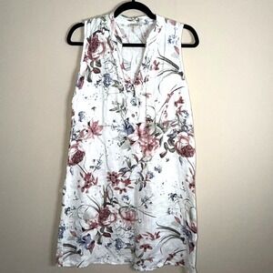 Marisa & Marie Italian Linen Floral Dress Cottagecore Sz S Sleeveless Shift